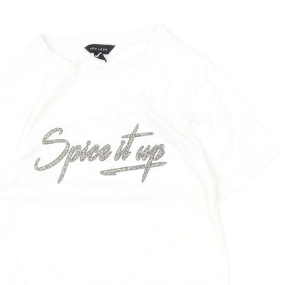 Womens UK Size 8 New Look Ivory Basic T-Shirt