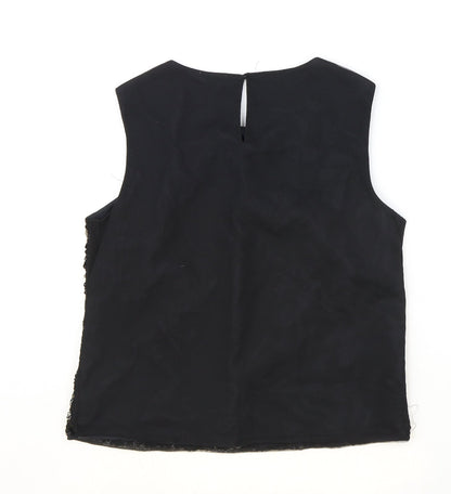 marylebon Girls Black Polyacrylate Fibre Basic Blouse Size 14-15 Years Boat Neck Button