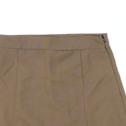 I SAW IT FIRST Womens Brown Polyester A-Line Skirt Size 8 Zip