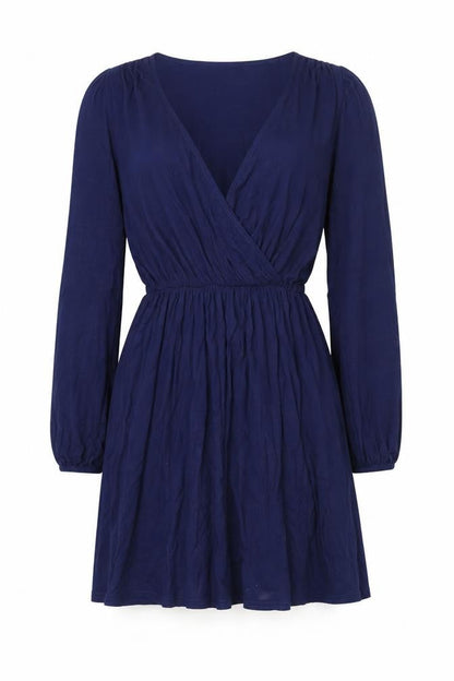 Boohoo Womens Blue Polyester Fit & Flare Size 10 V-Neck Pullover