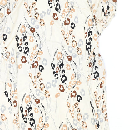 NEXT Womens Beige Animal Print Polyester A-Line Size 10 V-Neck Tie - Tie Neck Detail