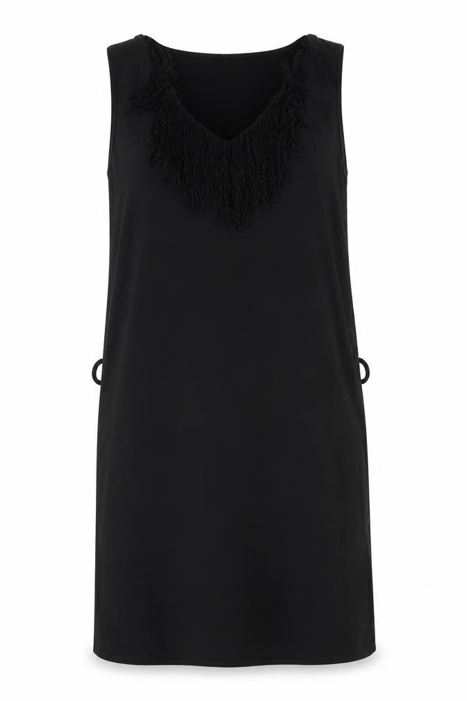 Preworn Womens Black Polyester Shift Size 14 V-Neck Pullover