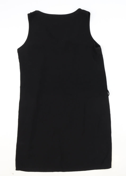 Preworn Womens Black Polyester Shift Size 14 V-Neck Pullover