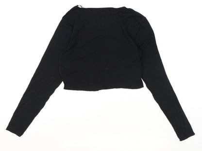 Primark Womens Black Viscose Cropped Blouse Size M Boat Neck