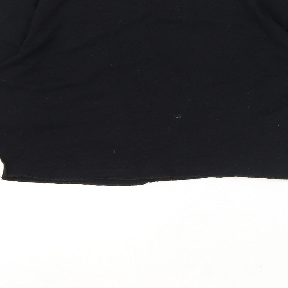 Primark Womens Black Viscose Cropped Blouse Size M Boat Neck