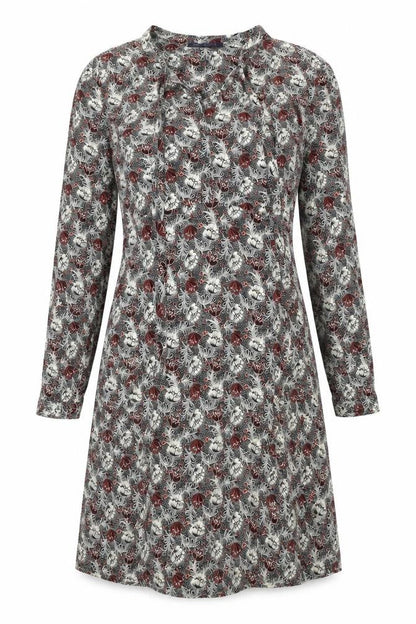 Marks and Spencer Womens Black Geometric Viscose A-Line Size 10 V-Neck Zip