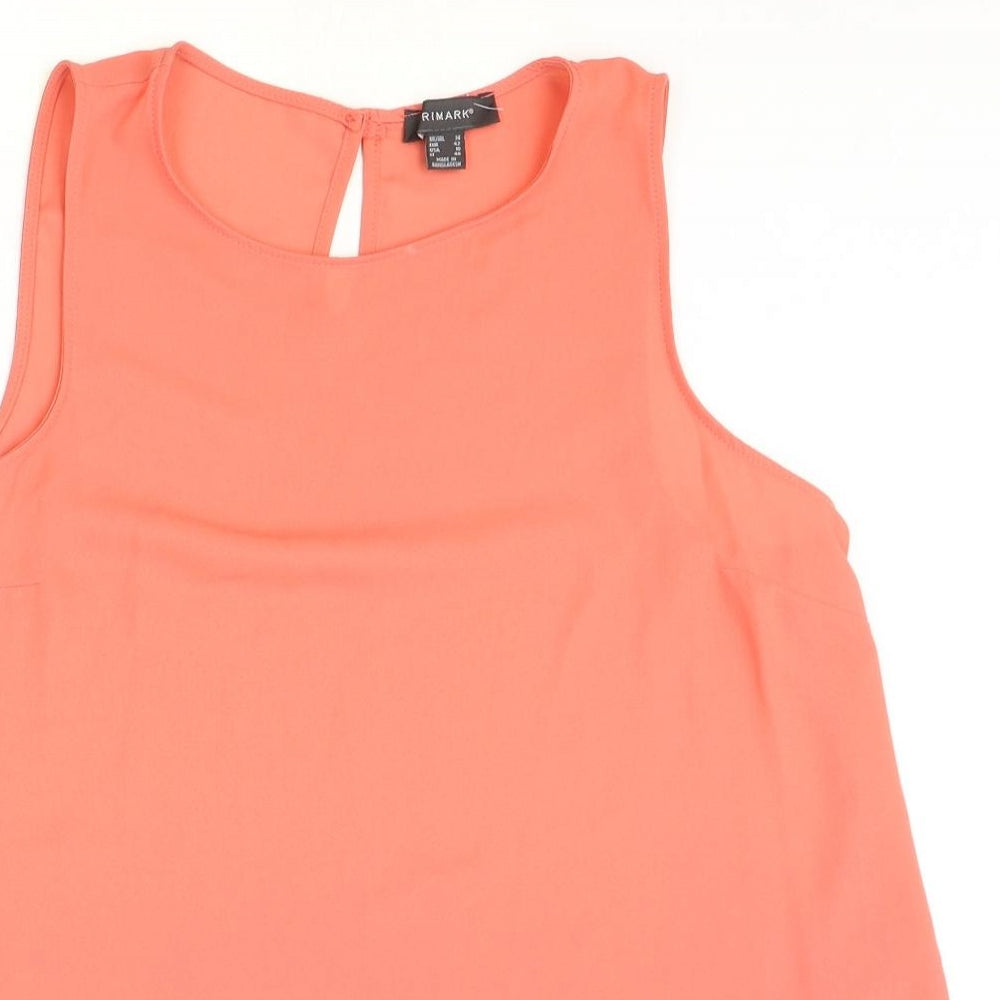 Primark Womens Pink Polyester Tunic Tank Size 14 Boat Neck