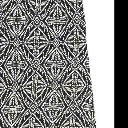 Principles Womens Black Geometric Viscose Tank Dress Size 12 Round Neck Button