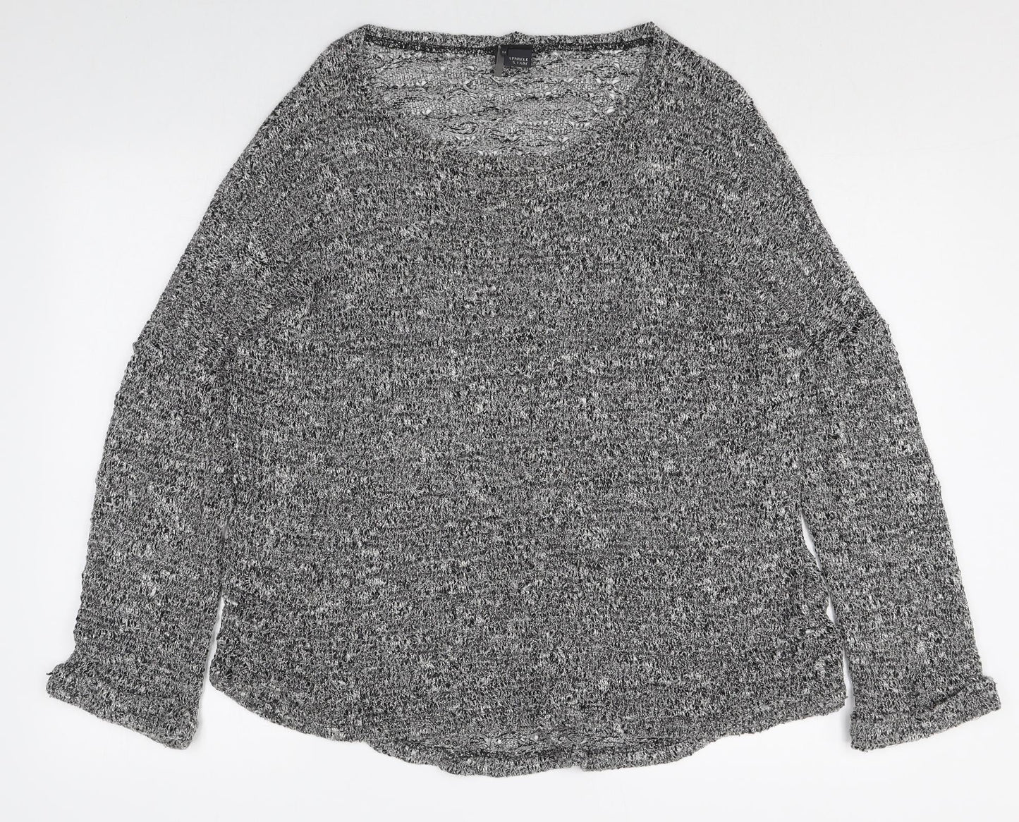 Womens UK Size M Sparkle & Fade Grey Pullover Jumper