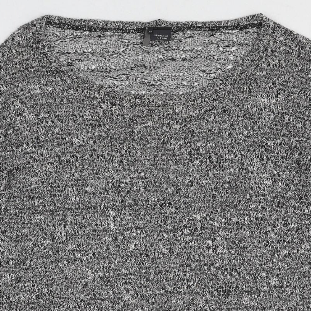 Womens UK Size M Sparkle & Fade Grey Pullover Jumper