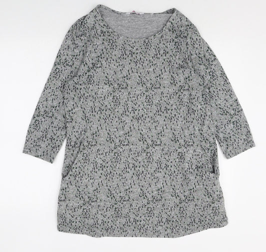 Julipa Womens Grey Geometric Polyester Jumper Dress Size 12 Scoop Neck Pullover