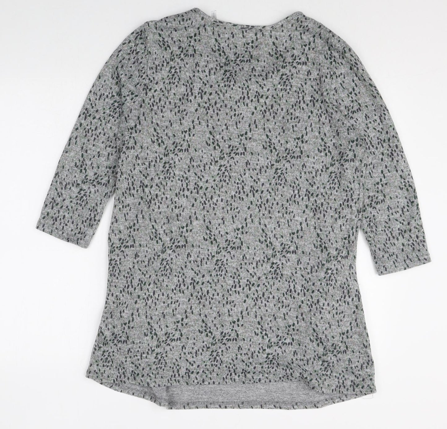 Julipa Womens Grey Geometric Polyester Jumper Dress Size 12 Scoop Neck Pullover