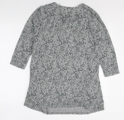 Julipa Womens Grey Geometric Polyester Jumper Dress Size 12 Scoop Neck Pullover