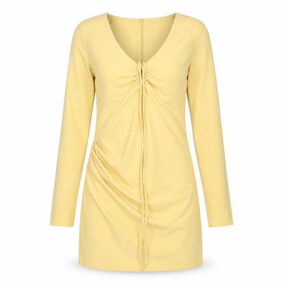 Zara Womens Yellow Polyester A-Line Size M Scoop Neck Zip
