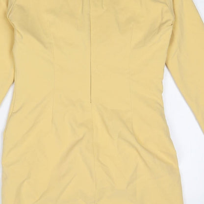 Zara Womens Yellow Polyester A-Line Size M Scoop Neck Zip