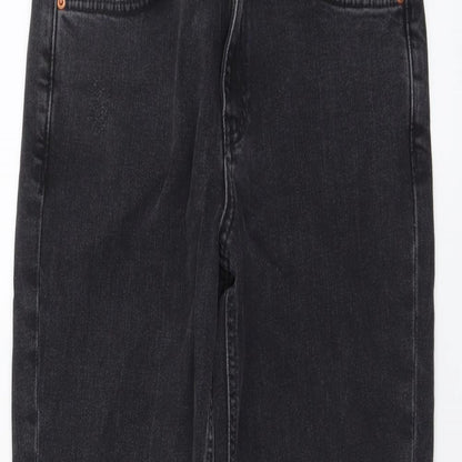 Marks and Spencer Womens Green Cotton Straight Jeans Size 8 L26 in Slim Button