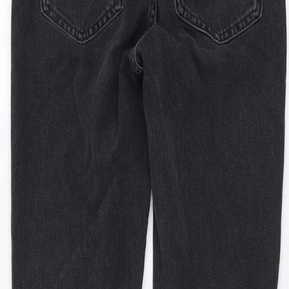 Marks and Spencer Womens Green Cotton Straight Jeans Size 8 L26 in Slim Button