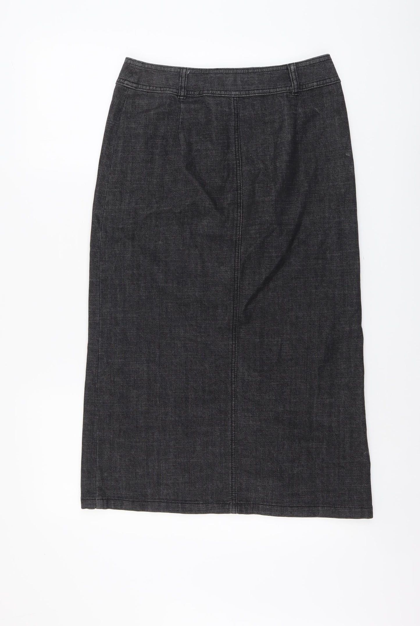 Per Una Womens Grey Cotton Straight & Pencil Skirt Size 8 Button