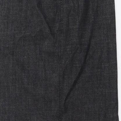 Per Una Womens Grey Cotton Straight & Pencil Skirt Size 8 Button