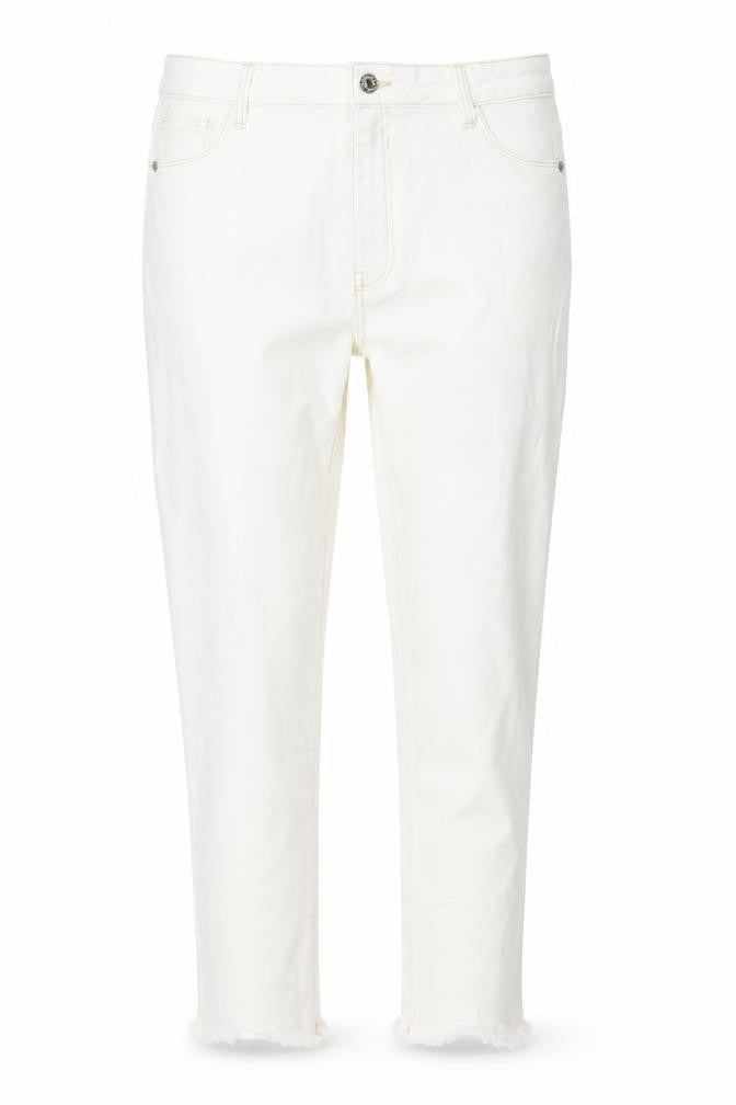 Womens UK Size 16 Bershka Regular Fit Straight Ivory Jeans