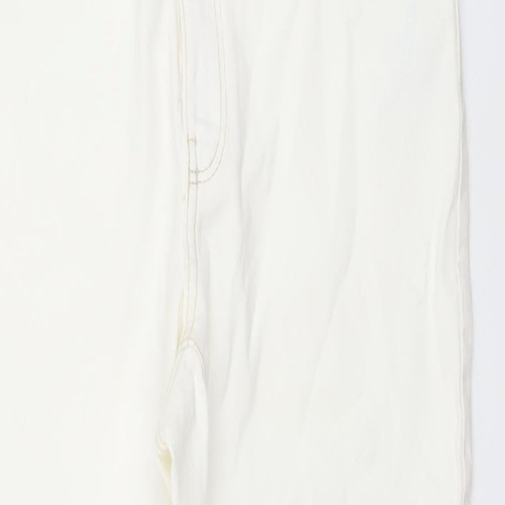 Bershka Womens Ivory Cotton Straight Jeans Size 16 L27 in Regular Button