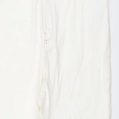 Bershka Womens Ivory Cotton Straight Jeans Size 16 L27 in Regular Button
