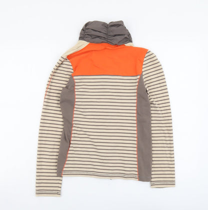 Via Appia Womens Beige Striped Cotton Full Zip Sweatshirt Size 8 Zip