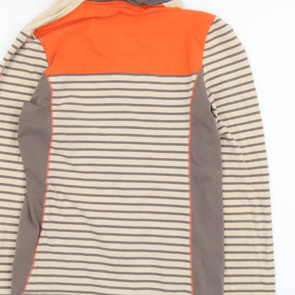 Via Appia Womens Beige Striped Cotton Full Zip Sweatshirt Size 8 Zip