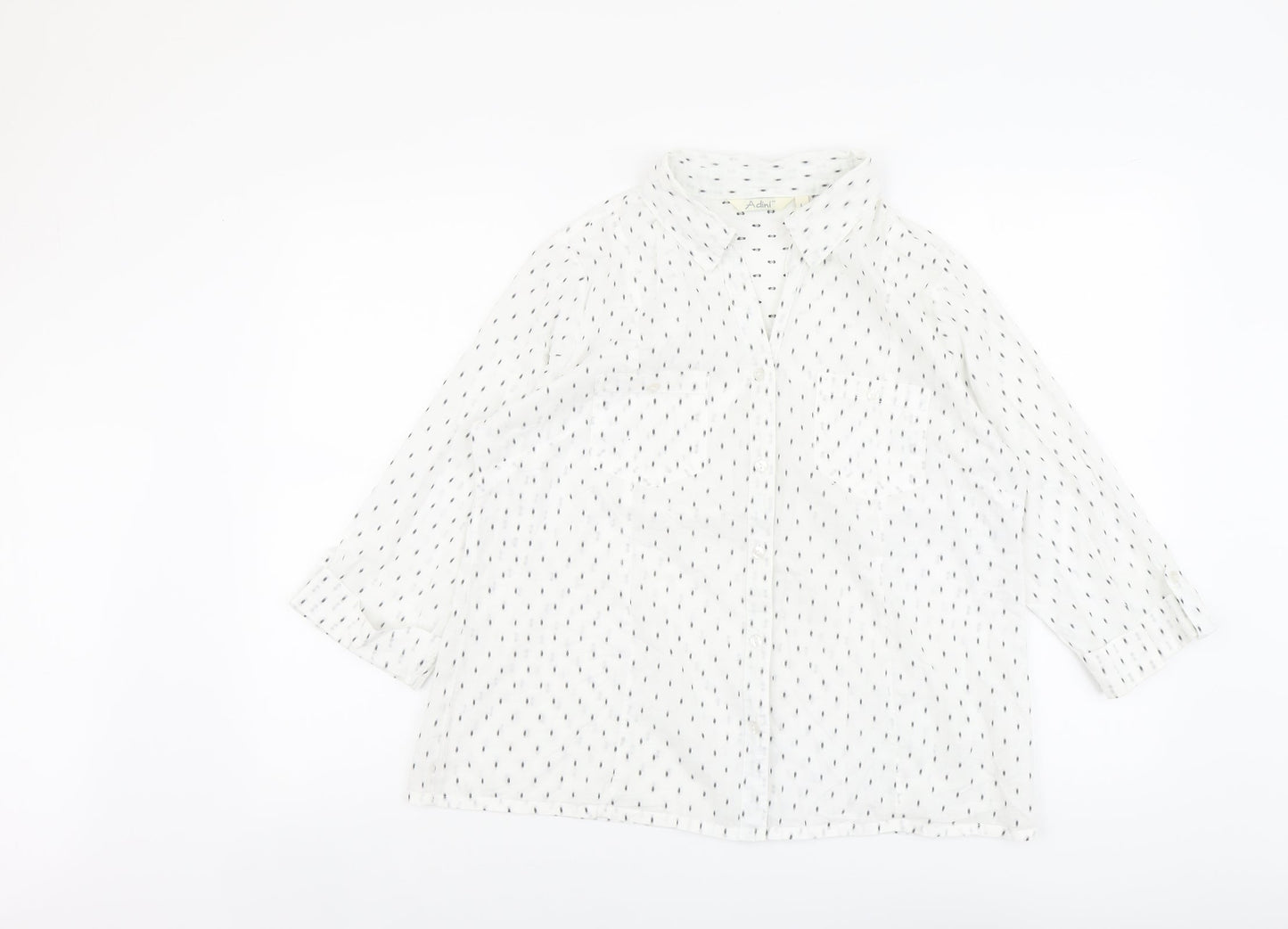 Womens UK Size L Adini White Basic Button-Up