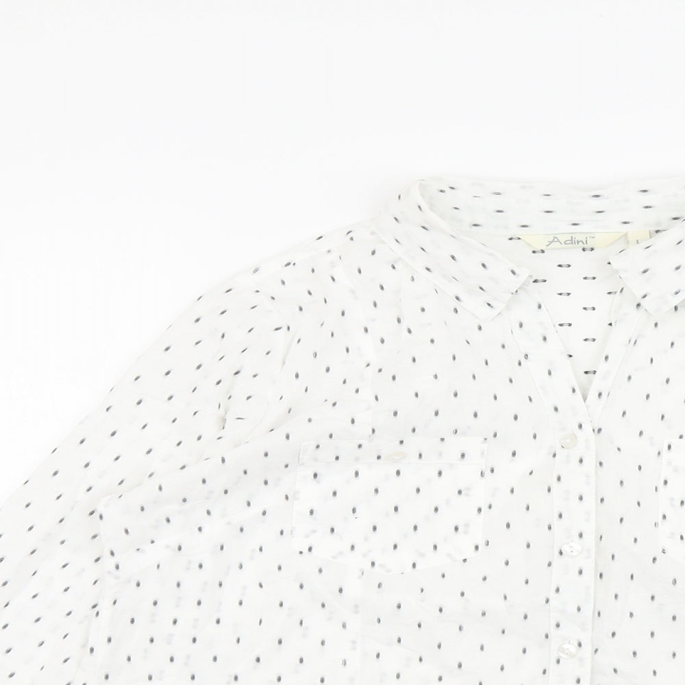 Womens UK Size L Adini White Basic Button-Up