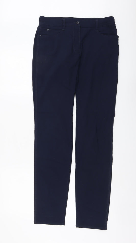Bianca Womens Blue Viscose Trousers Size 12 L32 in Regular Button