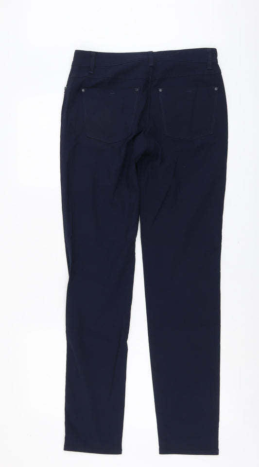 Bianca Womens Blue Viscose Trousers Size 12 L32 in Regular Button