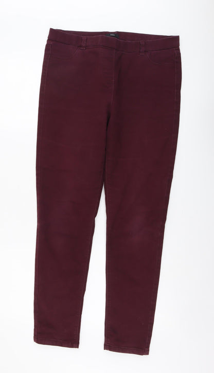 M&Co Womens Purple Cotton Skinny Jeans Size 14 L28 in Regular