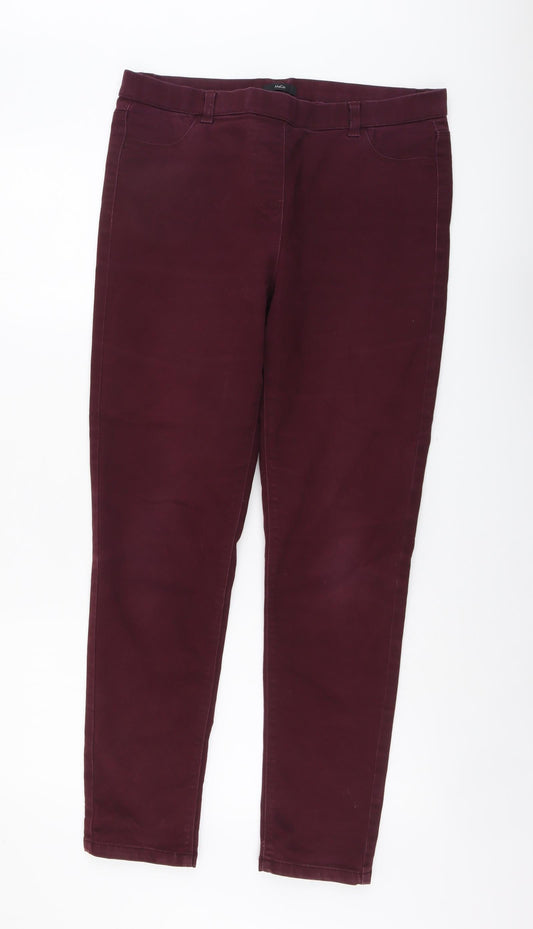 M&Co Womens Purple Cotton Skinny Jeans Size 14 L28 in Regular
