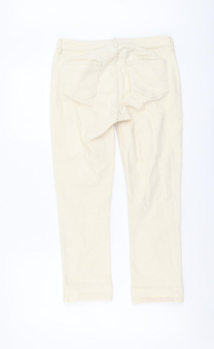 Fate Face Womens Beige Cotton Straight Jeans Size 10 L23 in Regular Button