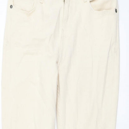 Fate Face Womens Beige Cotton Straight Jeans Size 10 L23 in Regular Button