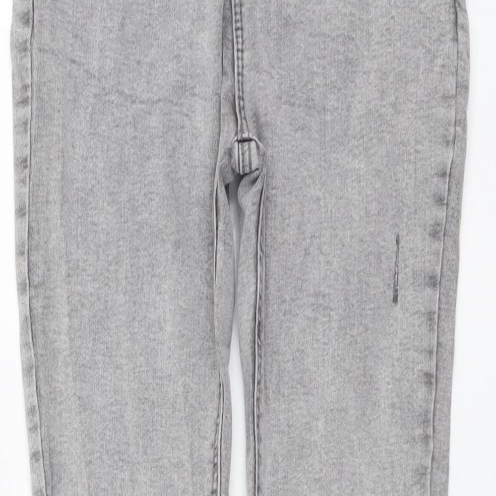 Denim & Co. Girls Grey Cotton Skinny Jeans Size 11-12 Years Regular Button - Distressed Denim