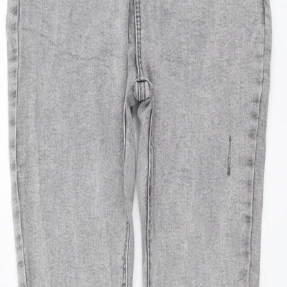 Denim & Co. Girls Grey Cotton Skinny Jeans Size 11-12 Years Regular Button - Distressed Denim