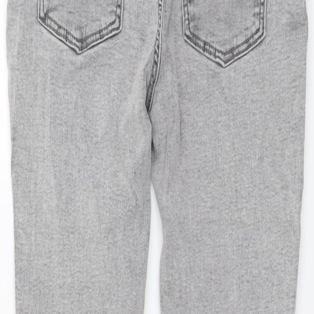 Denim & Co. Girls Grey Cotton Skinny Jeans Size 11-12 Years Regular Button - Distressed Denim