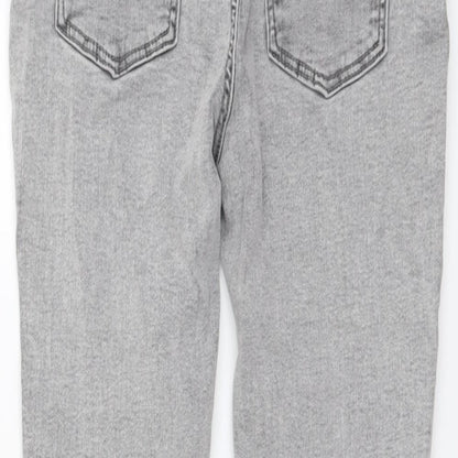 Denim & Co. Girls Grey Cotton Skinny Jeans Size 11-12 Years Regular Button - Distressed Denim