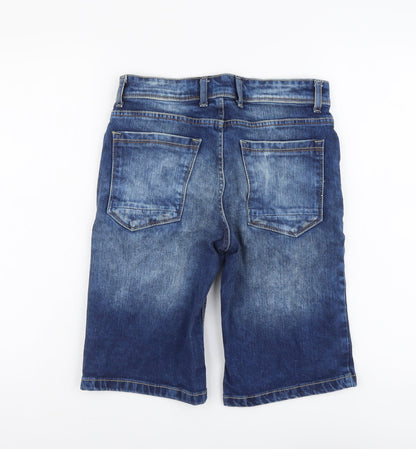 Burton Mens Blue Cotton Biker Shorts Size 28 in L11 in Slim Button