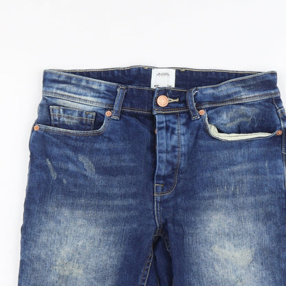 Burton Mens Blue Cotton Biker Shorts Size 28 in L11 in Slim Button