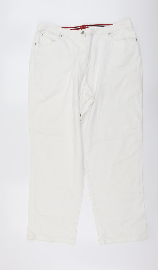 Olsen Womens Ivory Cotton Straight Jeans Size 34 in L29 in Regular Button