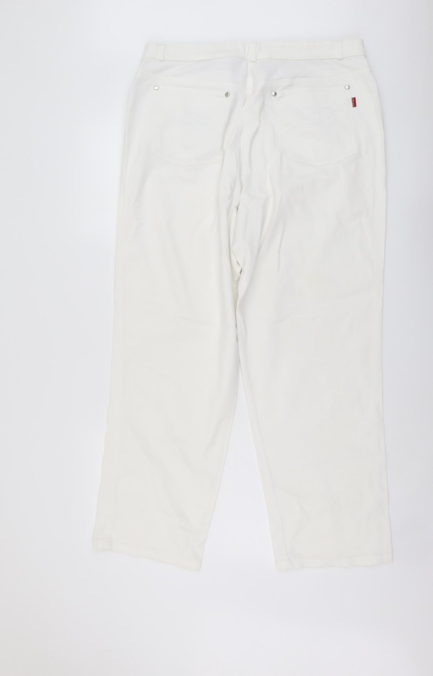 Olsen Womens Ivory Cotton Straight Jeans Size 34 in L29 in Regular Button