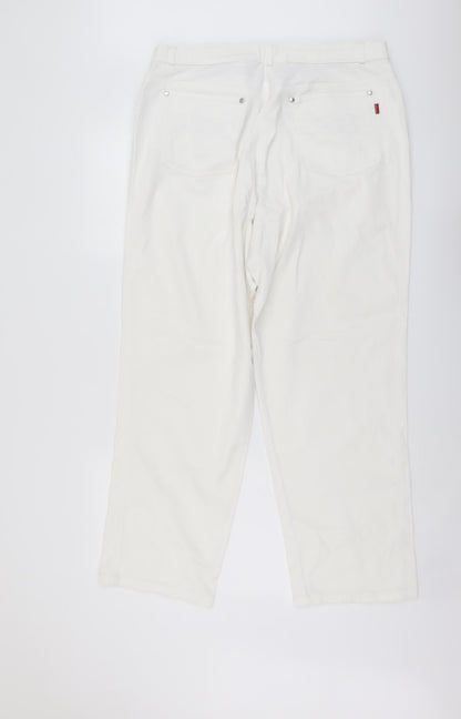Olsen Womens Ivory Cotton Straight Jeans Size 34 in L29 in Regular Button