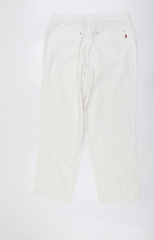 Olsen Womens Ivory Cotton Straight Jeans Size 34 in L29 in Regular Button