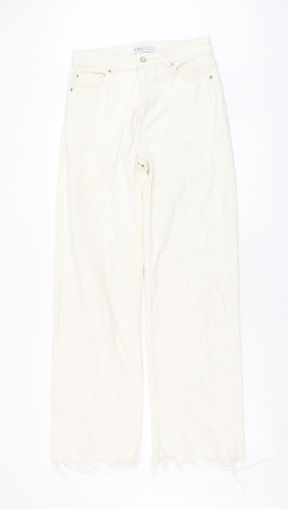 Denim & Co. Womens Beige Cotton Straight Jeans Size 12 L31 in Regular Button