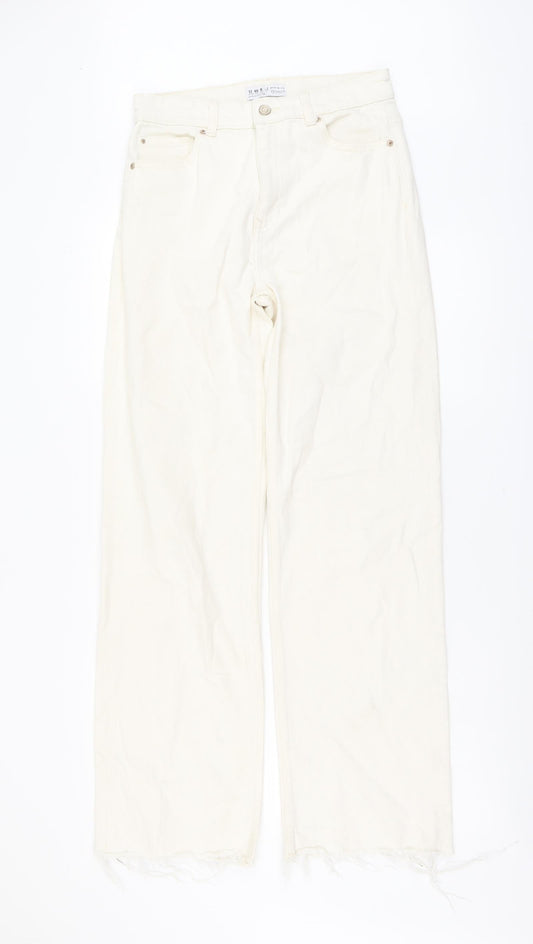 Denim & Co. Womens Beige Cotton Straight Jeans Size 12 L31 in Regular Button