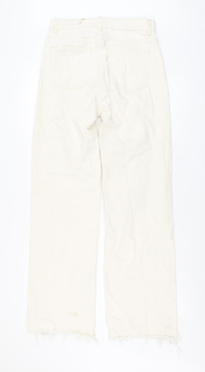 Denim & Co. Womens Beige Cotton Straight Jeans Size 12 L31 in Regular Button