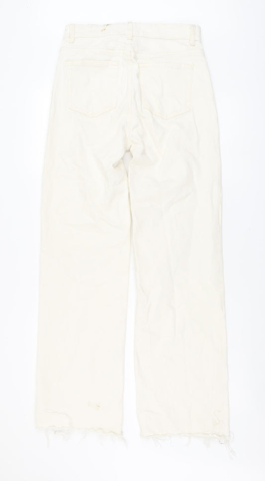 Denim & Co. Womens Beige Cotton Straight Jeans Size 12 L31 in Regular Button